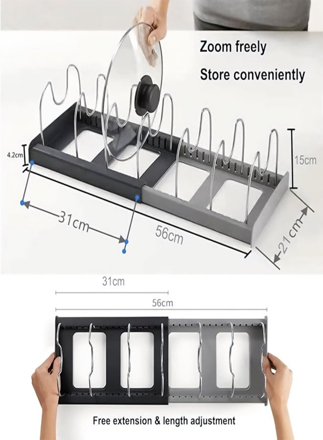 Livzing Expandable Cookware Organizer, Stainless steel Adjustable Dividers for Space saving storage for pan lids, baking trays Pot & Pan Organizers Rack,Pot Lid Organizers,Pot racks,Pot holder,Kitchen - Image 2